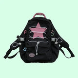 Lkblock Preppy Style Star Backpack for Women Korean Large Capacity High School and College Student Backpacks Fashion Casual Y2k Bags