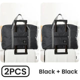 Lkblock 2 Pack Foldable Travel Duffel Bag for Airlines Carry on Bag Weekender Overnight Hospital Tote Bag Gym Duffel Bag Women Men