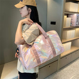 Lkblock Fashion Multi-function Gym Travel Shine Cotton Portable Handbags Women Bags Big Capacity Crossbody Handbag With Large Pocket