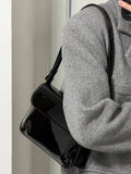 Lkblock - Elegant Patent Leather Women's Small Square Bag Ladies Vintage Shoulder Crossbody Bags Fashion Simple Female Handbags Tote Purse