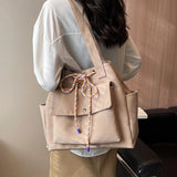 Lkblock Newest Design Canvas Shoulder Bags Large Capacity Handbags Tote for Female Women's Big Bags Khaki/Black/Beige Solid Color