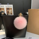 Lkblock Fluffy Real Fox Fur Ball Poms Keychain For Women Luxury Pompom Keyring Accessories Bag Decoration Emo Trinket Jewelry Gifts