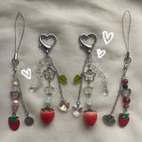 Lkblock Nana-inspired Handmade Cottagecore Strawberry Keychain Phone Charm