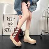 Lkblock New Designer Women's Elastic Boots Zip Shoe Comfort Women Shoes Platform High-top Female Sneakers Thick Sole Mid-calf Boots