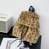 Lkblock Japanese Girls Students Fluffy Backpack New Sweet Drawstring Solid All Match Schoolbags Women Casual Fur Y2k Aesthetic Backpacks