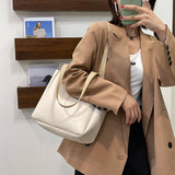 Lkblock Fashion Women PU Leather Totes Large Capacity Ladies Shoulder Bags Casual All-match Handbags Shopping Bags