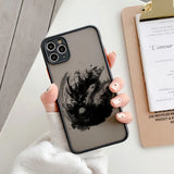 Lkblock Dragon Pattern Ink Brush Painting Phone Case for iPhone X XR XS 7 8 Plus SE 2020 16 15 12 13 14 11 Pro plus Max Back Cover Funda