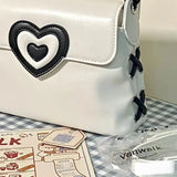 Lkblock Vintage Heart Y2k Handbags Women High Street PU Leather Shoulder Bag Ladies Harajuku Aesthetic Handbag Luxury Designer