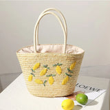 Lkblock Handmade Straw Women Handbags Summer Tote Large Capacity Embroidery Vacation Beach Bag Female Shoulder Bag Bolsa Feminina