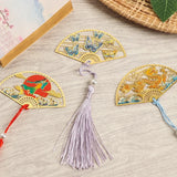 Lkblock Exquisite Hollow Fan Shape Bookmarks With Tassel Beautiful Chinese Style Metal Book Mark Student Stationery Reading Supplies