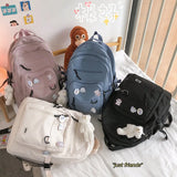 Lkblock Harajuku Cute School Bag For Girls Multi Pocket Waterproof Nylon Women Backpack Fashion Travel Backbags Large Capacity Bookbags