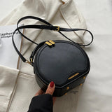 Lkblock Retro Fashion Circular Bags For Women High Quality Texture Chic Shoulder Bag Female All-Match Messenger Bags