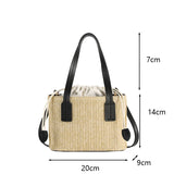 Lkblock Women's Leisure Grass Woven Handbag Drawstring Bucket Shoulder Crossbody Bag FemaleTravel Bohemian Vacation Beach Bag 30.69