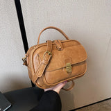 Lkblock Vintage Handbag High Quality PU Leather Single Shoulder Crossbody Bags for Women New Luxury Ladies Commute Tote Bag