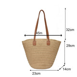 Lkblock Women's Large Capacity Shoulder Bag Summer Straw Woven Basket Handbag Fashion Female Luxury Designer Beach Bag Bali Shopper Tote