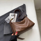 Lkblock Retro Soft Leather Tote Bag for Women 2024 New Simple Versatile Large Capacity Single Shoulder Crossbody Bags Commute Handbags