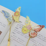 Lkblock Exquisite Butterfly Metal Bookmarks Fashion Flower Insect Shape Book Mark With Tassel School Office Supplies Student Stationery