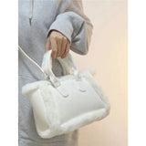 Lkblock Plush White Y2k Hand Bag Women New Harajuku Aesthetic Fur Casual Crossbody Tote Bag Ladies Vintage Messenger Bag