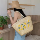 Lkblock Handmade Straw Women Handbags Summer Tote Large Capacity Embroidery Vacation Beach Bag Female Shoulder Bag Bolsa Feminina