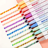 Lkblock Double-ended Magic Color Changing Highlighter Pen Set, Student Diary Scrapbook Painting, DIY Making, School office stationery