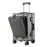 Lkblock 28'' Large Capacity Suitcase Front Opening Laptop Pocket USB Charging Boarding Case Aluminum Frame Trolley Case Carry-on Luggage