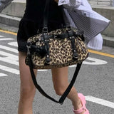 Lkblock Harajuku Leopard Print Y2k Shoulder Bags Women Hot Girls Nylon Cute Handbag Ladies Vintage Tote Underarm Bag Aesthetic