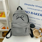 Lkblock Japanese Small Fresh High School Student Bag Female Korean Ins Wind Student Junior High School Student Plaid Bow Backpack