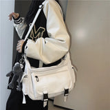 Lkblock Simple Crossbody Bag Women's INS Japanese Large Capacity Function Single Shoulder Messenger Bag Female Unisex College School Bag