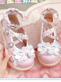 Lkblock Summer Lolita Sweet Sandals Women Japanese Bow Kawaii Chic Mary Janes Shoes Female Preppy Style Lace-up Round Toe Shoes