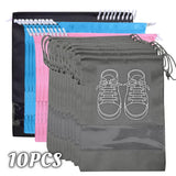 Lkblock 10/5pcs Shoes Storage Organizer Bags Non-woven Travel Portable Closet Bag Waterproof Pocket Clothing Tranparent Hanging Bag