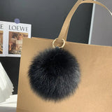 Lkblock Fluffy Real Fox Fur Ball Poms Keychain For Women Luxury Pompom Keyring Accessories Bag Decoration Emo Trinket Jewelry Gifts