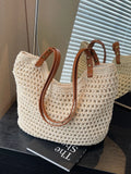 Lkblock Large Woven Straw Tote Handbags and Purses Shouler Bags for Women New Casual Summer Beach Ladies Messenger Bags High Quality