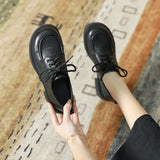 Lkblock Big Size Leather Loafers Women 2024 Spring Autumn New Designer Shoes for Women English Lanyard Soft Base Casual Mujer Shoe