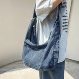 Lkblock Fashion Blue Denim Shoulder Bags For Women Korea Style Canvas Casual Crossbody Bags 2024 New Pastoral Cloth Female Packages