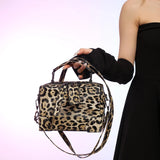 Lkblock Hot Selling Leopard Print Texture Large Capacity Crossbody Bag Sewing Thread 2024 New PU Zipper Women's Shoulder Bag Handbag