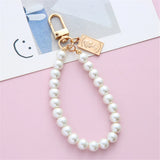 Lkblock Simulated Pearl Key Chain for Aorpods Bag Pendant Beaded Key Holder for Women Mobile Phone DIY Jewelry Accessories