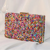 Lkblock High Quality Women Colorful Stone Evening Bags Wedding Party Wallet with Chain Banquet Bag Phone Crossbody Luxury Designers