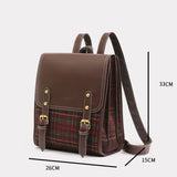 Lkblock High Capacity Bag  New Leisure Retro Backpack Plaid Women's Handheld Korean Schoolbag For Teen Girls Female Travel Backpack