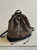 Lkblock Fashion Y2k Backpack for Women's Casual Streetwear Bags Leopard Drawstring Bags Large Capacity Rucksack 2024 Bolsos De Mujer