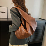 Lkblock Big Black Shoulder Bags for Women Large Hobo Shopper Bag Solid Color Quality Soft Leather Crossbody Handbag Lady Travel Tote Bag