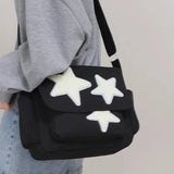 Lkblock Women Star Pattern Y2k Messenger Bag Casual Tote Lady Simple Large Capacity Shoulder Bag Girl Travel School Bookbag Handbag