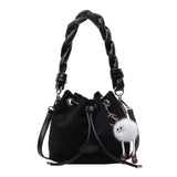 Lkblock PU Women Messenger Bag 2024 New Autumn Winter Frosted Retro Design Ladies Shoulder Portable Bucket Bags