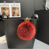 Lkblock Fluffy Real Fox Fur Ball Poms Keychain For Women Luxury Pompom Keyring Accessories Bag Decoration Emo Trinket Jewelry Gifts