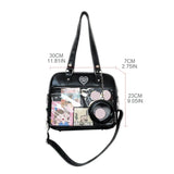 Lkblock Japanese Harajuku Itabag Girls PU Transparent Bag School Student Handbags Ita Bag Tote JK Uniform Shoulder Crossbody Bag