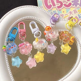 Lkblock Cute Mood Cloud Star Keychain Girls Cartoon Kawaii Key Chain for Women Couple Children Bag Charms Kpop Jewelry Key Accessories