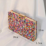 Lkblock High Quality Women Colorful Stone Evening Bags Wedding Party Wallet with Chain Banquet Bag Phone Crossbody Luxury Designers