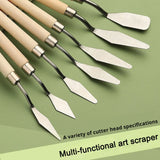 Lkblock 7Pcs/Set Stainless Steel Oil Painting Knives, Artist Crafts Spatula, Palette Knife, Mixing Knife, Scraper Art Tools