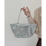 Lkblock Aesthetic Silver Womens Handbag 2024 New Fashion Chinese Style Bucket Bags Small Advanced Vintage Female Crossbody Bag