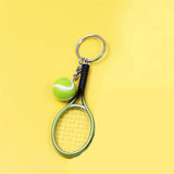 Lkblock Funny Tennis Ball Mini Keychain for Women Men Racket Key Chain Accessories Bag Pendant KeyrinSouvenir Gifts for Sports Lovers