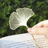 Lkblock Exquisite Leaf Shape Metal Bookmarks With Tassel Creative Ginkgo Lotus Leaves Book Mark Student Stationery Reading Supplies Gift